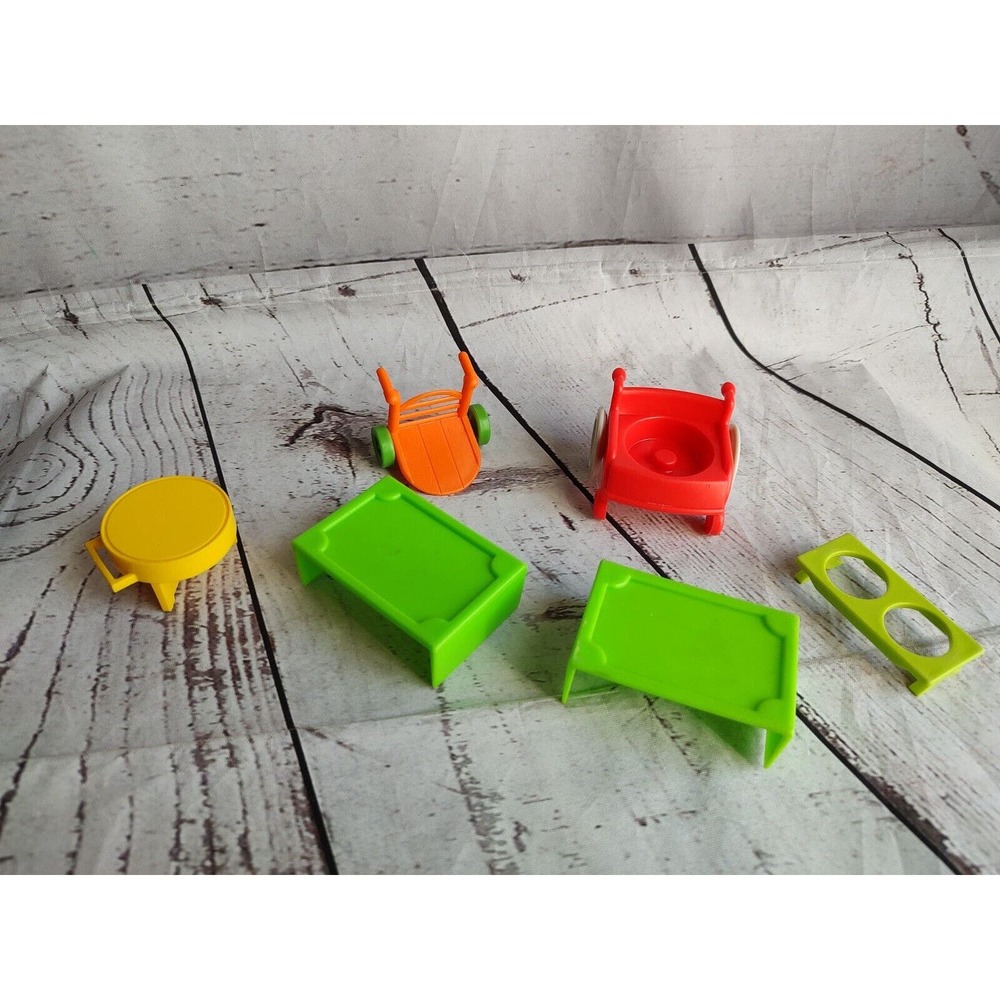Vintage Fisher Price Little People Furniture 6 Tables Sink Wheelchair